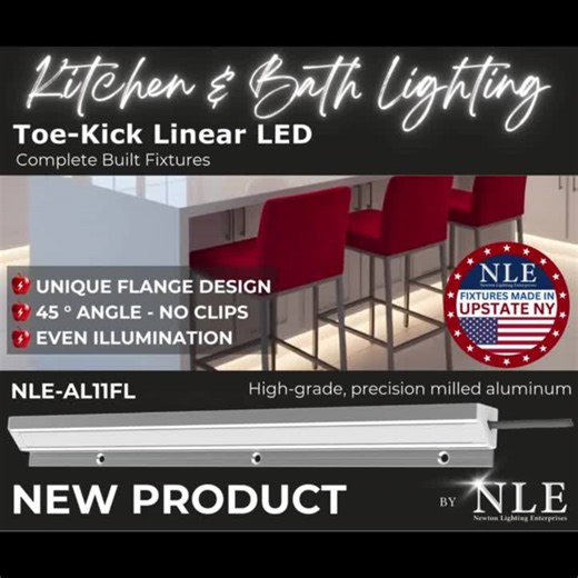 Introducing the NEW Complete Built Linear LED Toe‑Kick Lighting Fixture from Newton Lighting Enterprises, proudly manufactured in Rochester, NY. Engineered with a unique flange, 45‑degree angle with a clip‑free mechanical mount, it delivers smooth, even lighting that elevates any space. Its soft, floor‑level glow enhances night‑time navigation and supports safer movement for all ages, helping improve visibility to reduce trips and falls while adding comfort and modern design to the home. 🌐https