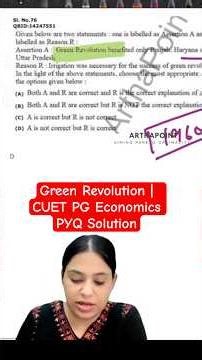 Green Revolution | CUET PG Economics PYQ Solution #arthapoint #cuetpgeconomics #cueteconomics