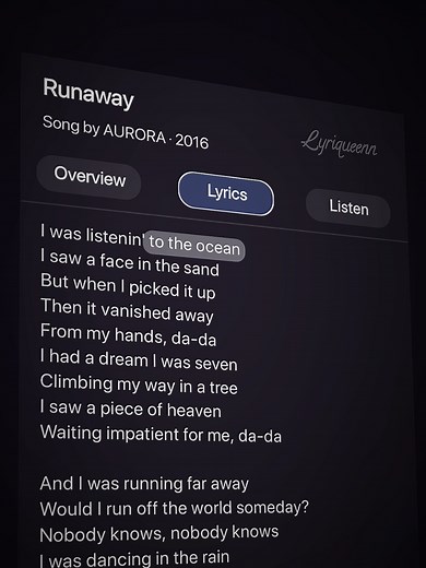 Runaway Aurora lyrics — full song lyrics