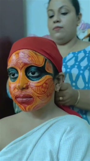 Theyyam Face Art & Transformation ✨ #treditional #theyyam #theyyampainting #theyyamkerala #art