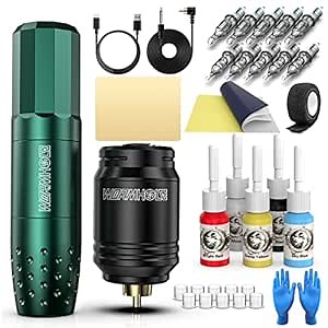 Amazon.com: Tattoo Gun Kit, Wormhole Tattoo Kit Wireless Tattoo Machine Kit with Tattoo Gun 1,200 mAh Capacity Tattoo Power Supply Tattoo Pen Kit for Tattoo Beginners and Tattoo Artists TK531 : Beauty & Personal Care
