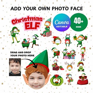Elf Photo Insert Craft, DIY Christmas Project Canva Template - Etsy