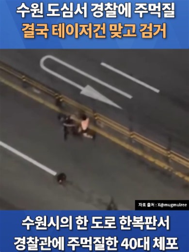 수원 도로 한복판 난동 사건 — 40대, 테이저건 맞고 체포