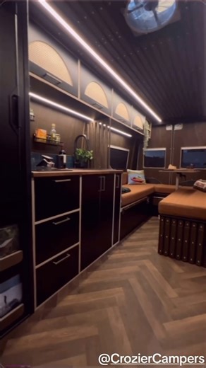 3.5K views · 121 reactions | COULD YOU LIVE HERE?勞 One of the best builds we’ve ever seen here from @croziercampers  Forst of all the cab access we all love! Then that dark elegant decor and multifuctional living space INCREDIBLE BUILD!!! #handcrafted #diy #chippy #van #vanconversion #wow #van #camper #nomad #traveltiktok #crazy | Camper Hacker | Facebook