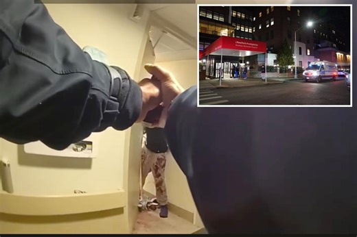 Heart-pounding bodycam video shows fatal police shooting of blood-soaked, blade-wielding patient inside NYC hospital