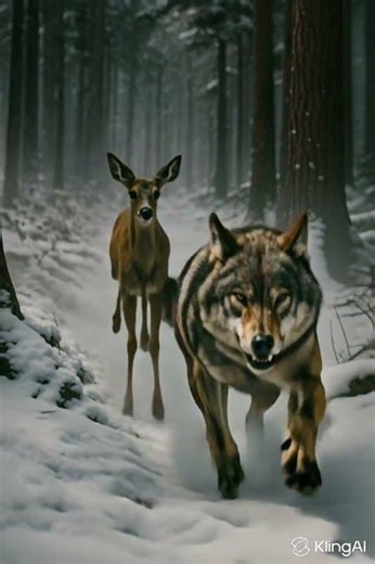 A Breathtaking Chase: Relentless Wolf Pursues the Swift Deer