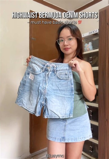 High-Waisted Bermuda Denim Shorts for Summer
