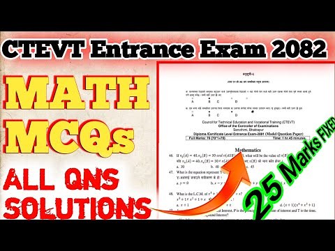 CTEVT Entrance Exam Math Model Questions 2081 Ko Full Solutions 🤓 2082 HA,Pharmacy, PCL Nursing