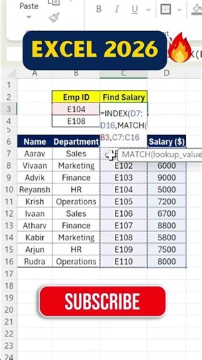 INDEX AND MATCH FUNCTION ✅ #computereducation #excel #computertechnic #exceltips #exceltutorial