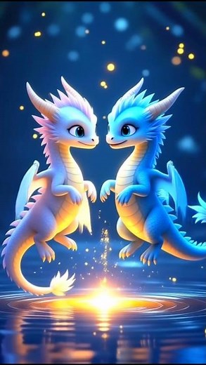 ✨ Shaky song 3d Baby Dragons Animation | White & Blue Shining Dragons Dancing & Flying Together