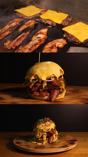 👑 King Smash Cheese Topping – burger dla prawdziwych głodomorów! 3x 90 g soczystej wołowiny, 3x ser cheddar, 4x plaster chrupiącego bekonu, pikle dla balansu. Do tego pikantne jalapeño, czerwona cebula i sos musztardowo-miodowy, który spina całość. A na deser… koronny bekon cheese topping – gorący sos serowy z chrupiącymi płatkami bekonu i szczypiorkiem. 🤯 👉 Zamów i poczuj, co to znaczy burger na królewskim poziomie! #burgerstacja #burger #gdansk #trojmiasto #restauracja #burgerownia #burgerg