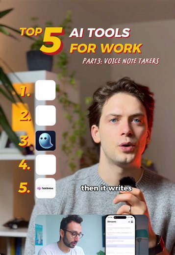 Top 5 AI voice note tools - the last one is basically a second brain 🧠 5️⃣ Talknotes — 100 templates, you talk, it structures 4️⃣ Audionotes — voice, text, images, links — all in one @audionotes.app_ 3️⃣ VoicePal — AI asks follow-ups, then writes your draft @voicepal.app 2️⃣ AudioPen — you ramble, it rewrites clean 1️⃣ Voicenotes — search everything you've ever said Which one are you trying first? #aitools #voicenotes #productivity #tech #ai