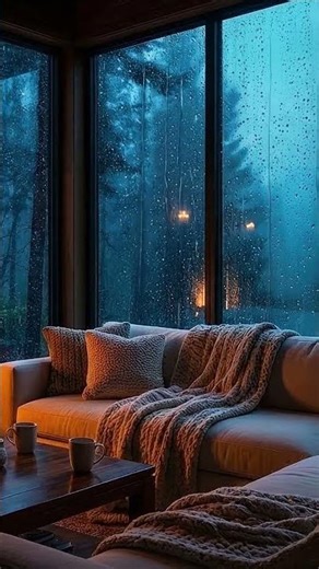 Rainy Forest Cabin Fireplace ASMR | Cozy Night Ambience