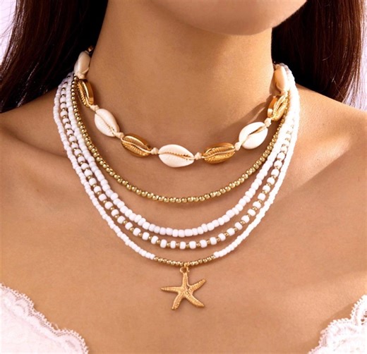 Layered Shell Necklace Set-boho Jewelry - Etsy