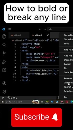 How to Bold Text & Add Line Breaks in HTML (VS Code Tutorial) 💻