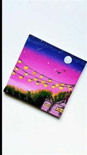 Moon light Acrylic painting #new #paintingtechniques #latest #shortcuts #trending