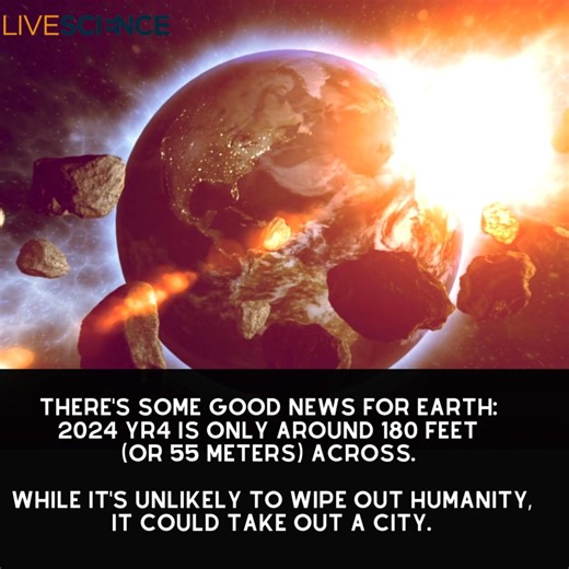 3.9K views · 62 reactions | A space rock dubbed 2024 YR4 has a 1.2% chance of smashing into our planet, scientists estimate. Learn more  https://live-science.visitlink.me/k1KfZI | LiveScience | Facebook