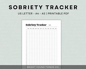 Simple Sobriety Tracker, Printable Sobriety Tracker, Habit Tracker, Sobriety Journey, Sobriety Worksheet, Sobriety Calendar, Recovery PDF - Etsy