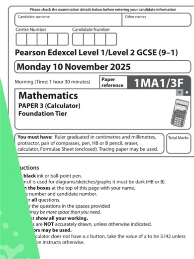 Question 7 November 2025 Paper 3 Foundation #maths #November2025 ##gcsemaths #exams #study
