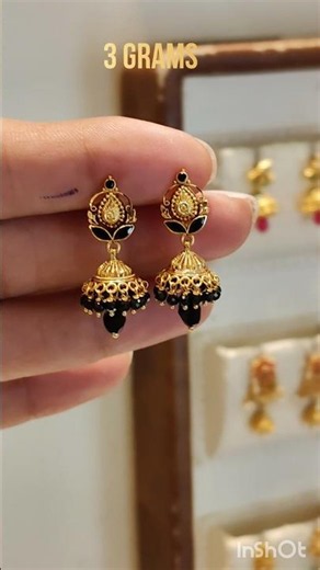 gold jumki 3 grams only. lightweight gold jumki designs 22karat hallmarked. 22karat gold earrings