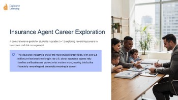 Insurance Agent Career Exploration 101 Grades 4-12 PPTX Slides Presentation Deck