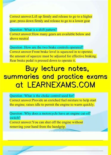 basic rider course study guide examination containing 103 terms with definitive solutions 2024 vide