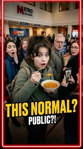 SERIOUSLY?! Eating Soup in a Bank 😳 😂😂😂 #shorts