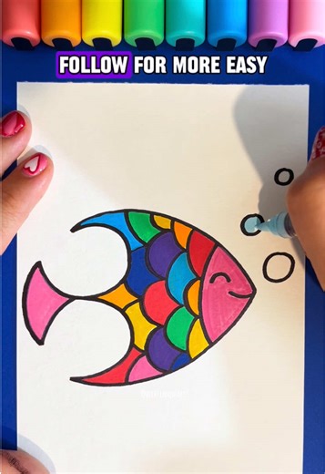 Drawing a Fish 🐠 🌈 with number 3 #fish #drawing #art #drawingtutorial #drawingchallenge