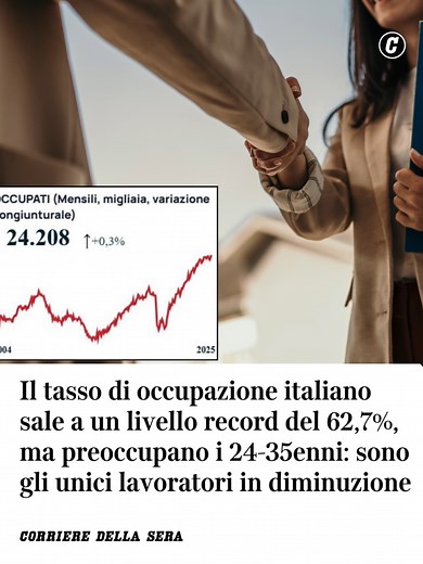 Occupazione in Italia: tasso al 62,7% in ottobre 2025