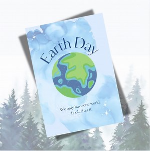 Earth Day Poster, Sustainability Awareness Art, Sustainable and Environmentally Friendly Poster, Watercolour Earth Day Poster, Blue-themed. - Etsy UK