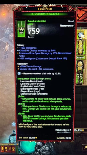 Diablo 3 bone spear Necro build Primals