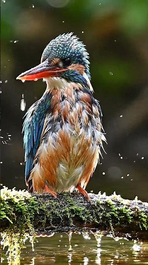 Close Up: Kingfisher Shaking Off Water in 8K | Amazing Bird Behavior 🧊🐦