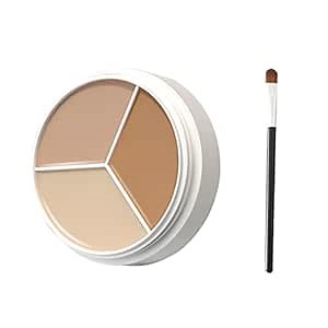 Tri-Color Concealer, Moisturizing & Long Lasting, 3 IN 1 Color Correcting Concealer Cream Concealer Contour & Highlight, Conceals Dark Circles Blemish, Travel Size Makeup Concealer Contour Palette (B)
