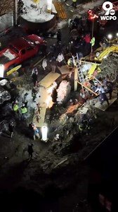 Drone footage shows the work crews are doing to try and rescue the people trapped after a trench collapsed in Miami Township, killing one man. Officials said one person has been rescued and is being taken to UC Medical Center. He is considered to be in critical condition. Crews are still working to free the other two people, one of whom officials have confirmed is deceased. | WCPO 9