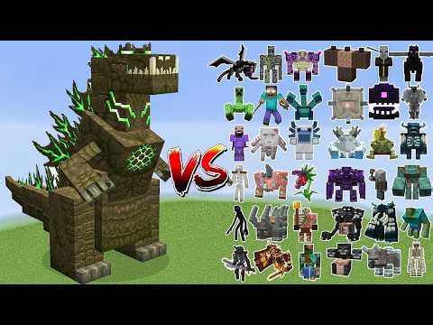 Mega Godzilla vs All Minecraft Bosses - Minecraft Mob Battle