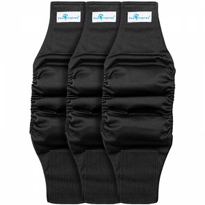 Paw Inspired Reusable Male Dog Wraps Belly Bands Diapers for Dogs| Washable Male Dog Diapers Male Doggie Puppy Pet Diapers| Dog Wrap Diaper Cover, Incontinence (Small (3ct), Black (Black Lining))