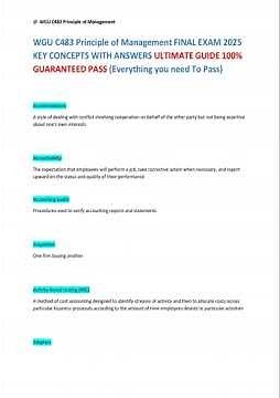 Wgu C483 Principle Of Management Final Exam 2025 Key Concepts With Answers Ultimate Guide
