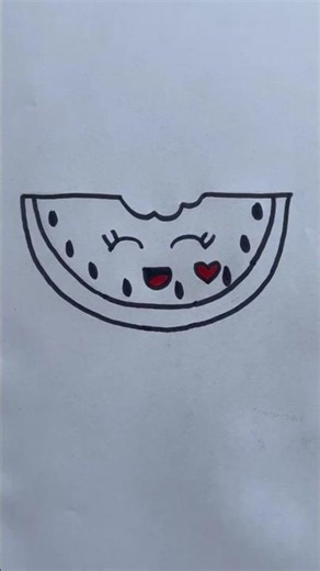 Drawing Watermelon 🍉/How to Draw a Cute Red Watermelon Step-by-Step