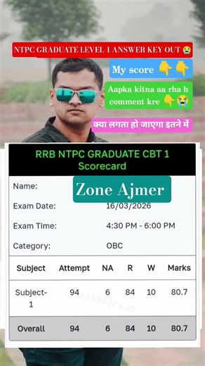 RRB NTPC GRADUATE LEVEL-1 ANSWER KEY OUT 😭 Master study delhi police result ssc gd exam date #rrbs