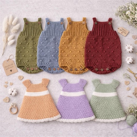 Crochet Baby Romper & Hat Pattern Bundle | Bobble Romper, Ribbed Set (digital Download) - Etsy