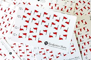 Multi-Purpose Red Flag Color Stickers, Small Map Location Stickers to Mark Positions, 35 Alert Markers for Maps, Safety Planners, Photos & More