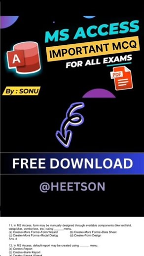 MS Access MCQ Questions (Microsoft Office question and answers PDF Free for competitive exams)