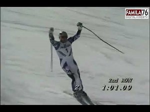 Alberto Tomba, seconda manche e vittoria medaglia d'Oro (Sierra Nevada 1996), commento Bruno Gattai.