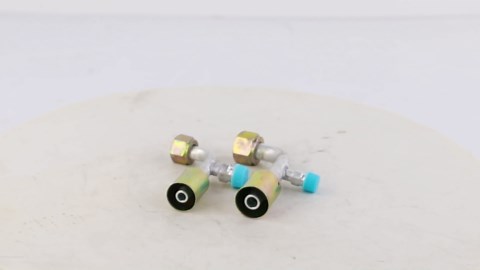 Air Conditioning AC Fitting Set #8 and #10 Female Oring Beadlock 90 Degree with R134a pressure valve