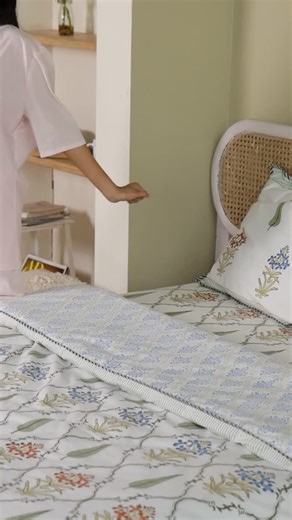 71 reactions | LANGUAGE OF FLOWERS Create paradise at home — where soft hand block prints bloom in harmony, and every layer speaks of beauty and calm. A world of quiet beauty, now within your home. | PAAKHI | Facebook