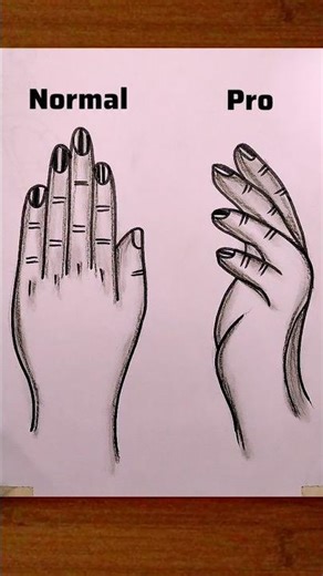 Normal vs Pro Hand Drawing ✋ | Easy to Advanced Hand Sketch #drawing #viral #shorts