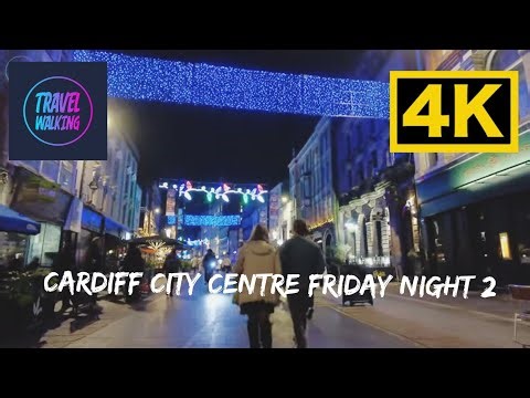 Cardiff City Centre 🇬🇧 | Friday Night 2 Walking Tour 4K | City Lights & Atmosphere