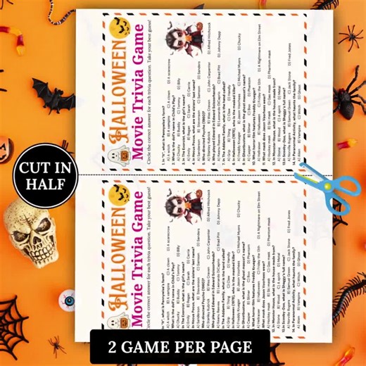 Halloween Movie Trivia Game, Printable Movie Trivia, Horror Movie Trivia, Scary Movie Quiz, Teen Halloween Game Night, Adult Halloween Game - Etsy UK