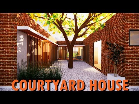 Modern Courtyard House Design | 3 Bedrooms With Home Office