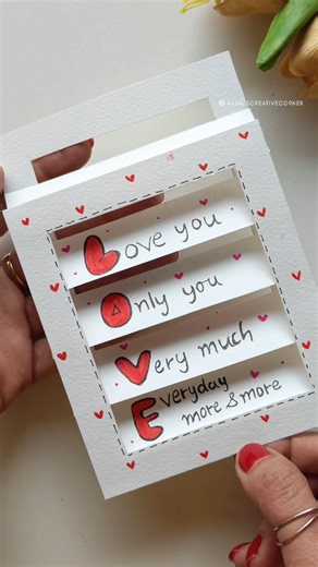 Kajal's Creative Corner 🎨 on Instagram: "Diy Cute Card for Valentine's day ❤️#reels #handmade #cardmaking #crafting #valentinegift"